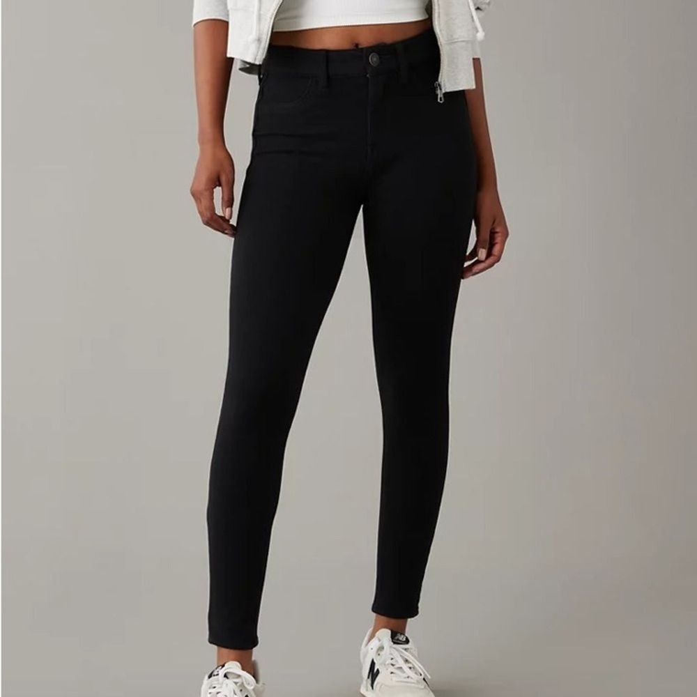 American Eagle Womens Black Stretch Jegging Size 4 Regular - Picture 2 of 7